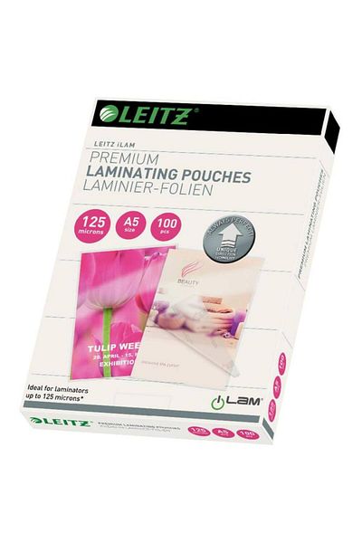 Leitz 100 Leitz UDT Hot Laminating Sheets, A5, 125 Micron, Gloss Finish, Hot Laminating Sheet