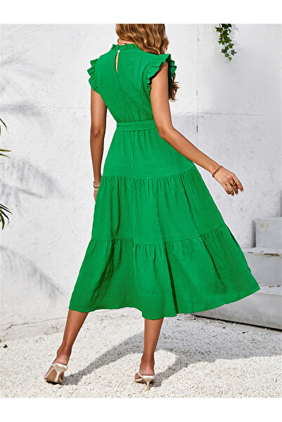 Take Two By Styli Ruffled Detail Sleeveless Tiered Midi Dress