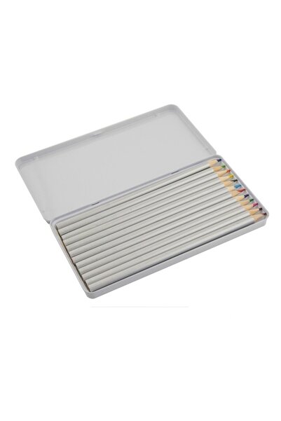 GRAFİX Set de 12 creioane colorate într-o cutie metalică premium
