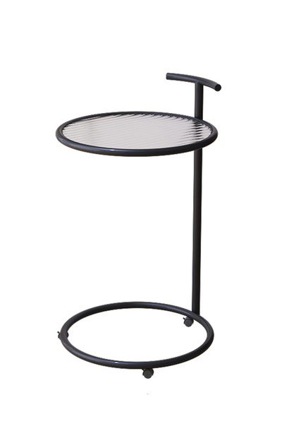sharpdo Round Side Table, Transparent Glass End Table with Metal Frame, Modern Coffee Table for Living Room