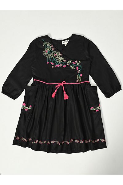 Bella Moda By Styli Floral Embroidered Wrap Knee-Length Dress