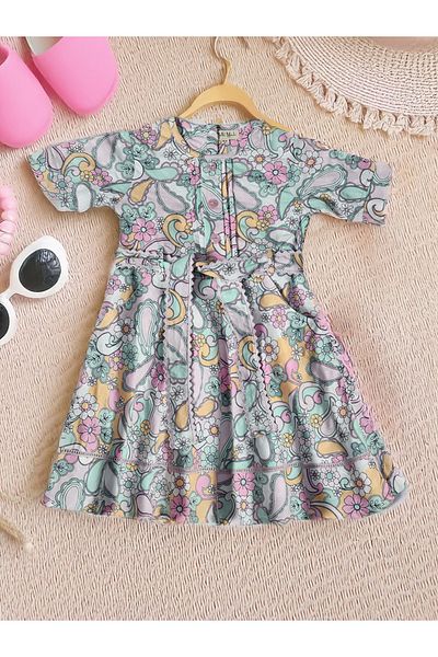 Bella Moda By Styli All-Over Print Short Sleeve Cotton Dress