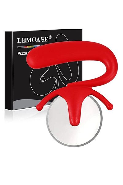 Lemcase Lemcase pizza cutter, 16 x 13.5 x 1.2 cm, stainless steel, silicone, red