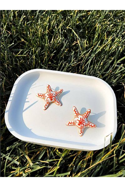 Lune Dor Accessories Brand Ceramic Starfish Earrings