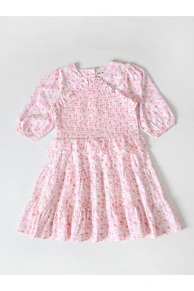 Bella Moda By Styli Floral Print Puff Sleeve Knee-Length Dress
