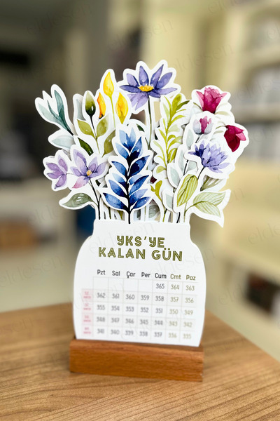 Eldesen Tasarım Yks Geri Sayım Takvimi, 365 Gün, 15 Yapraklı Arkalı Önlü, Mevlana Sözleri, Notlar, Kayın Ağacı Kaide