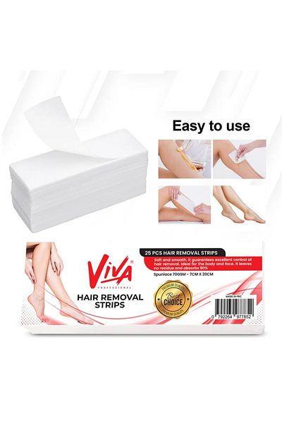 Viva Professional Body Hair Removal Wax Strips Paper, 25 Pieces, 7cm x 20cm, Soft and Smooth