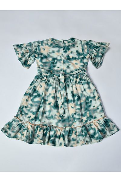 Bella Moda By Styli Floral Print Short SleeveÂ Cotton Dress with Ruffle Trim