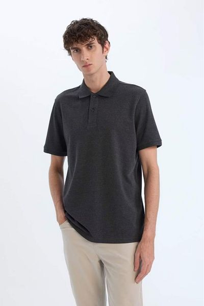 DeFacto Polo T-Shirt 100% Cotton Pique Relaxed Fit Short Sleeve