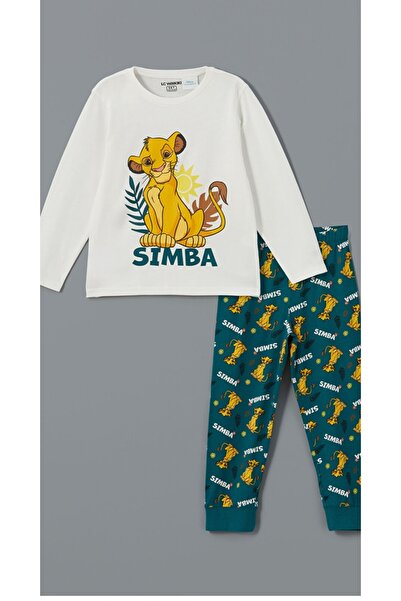 LC Waikiki Ecru Lion King Printed Boys' Pajamas