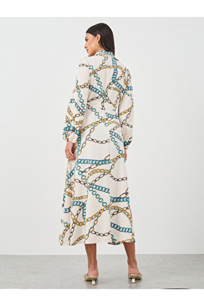 Keenly By Styli Graphic Print Drawstring Waist Maxi Dress