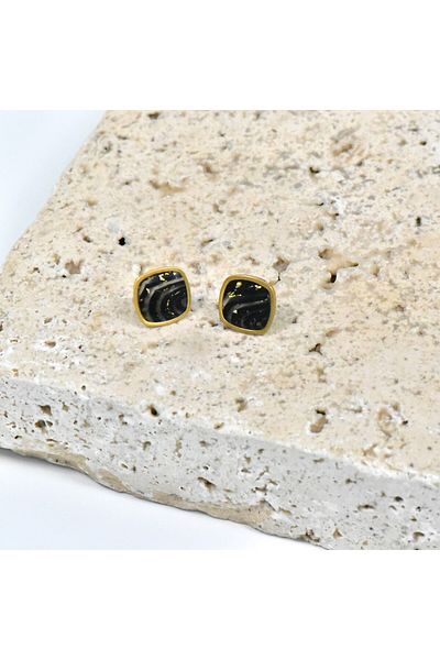 NARRU Handmade NARRU earrings, square, 1.2 mm, black and gold, Xeni