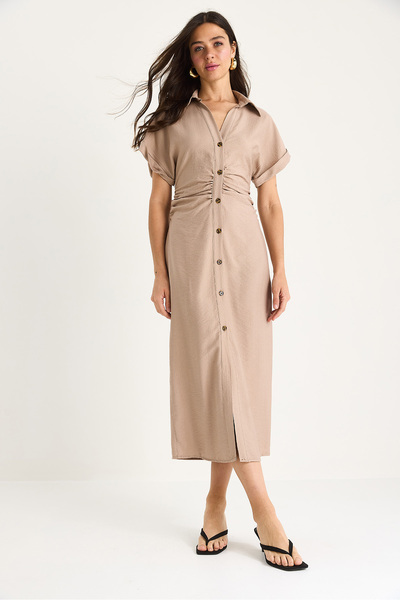 Bianco Lucci Women's Side Draped Midi Length V-Neck Wrap Dress 25-074 60283431