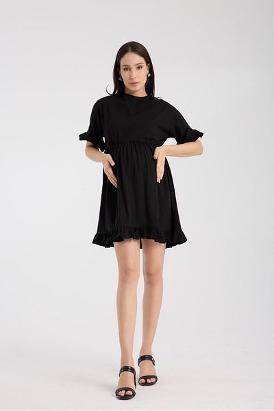 Işşıl Işşil 1169-Firfir Sleeve Cotton Combed Cotton Maternity Clothing Oversize Tunic