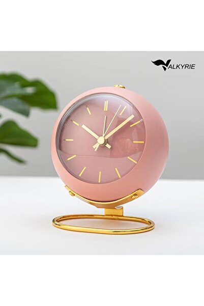 valkyrie Akar Saniyeli Işıklı Metal Gold Dijital Masa Saati Alarmlı Pembe