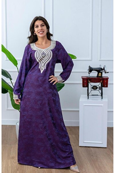 al bent al sharqieh Ladies Printed Jalabiya - Full-Sleeve mukhawar cotton ble...