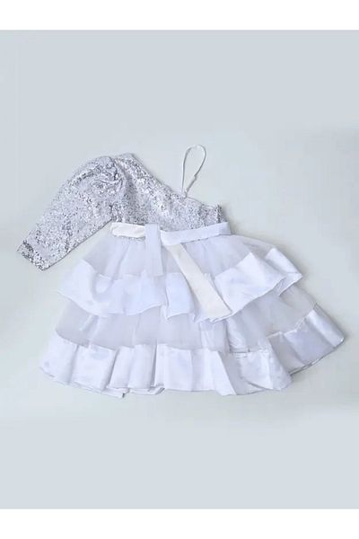 Bella Moda By Styli Embellished One Sleeve Dress with Bow Detail