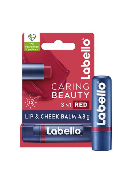 LABELLO Lip Caring Beauty Red Color Lip and Cheek Balm SPF 30 Tint, 4.8g