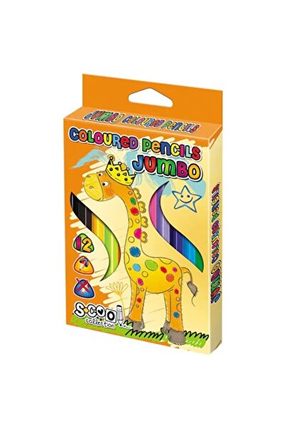 S COOL Creioane colorate, jumbo, 12 culori/set - S-COOL