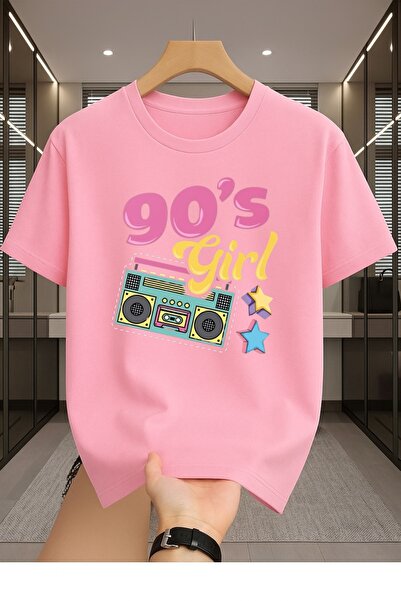 MEİLİFENG 90's Girl Baskılı Unisex Bisiklet Yaka Pamuk Oversize Boyfriend T-S...