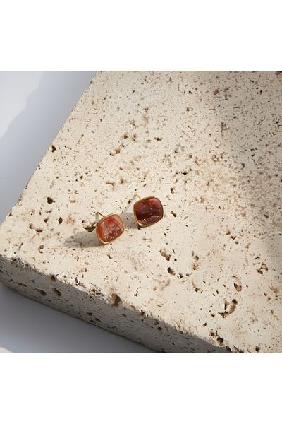 NARRU Handmade NARRU earrings, square, 1.2 mm, brown and gold, Xeni