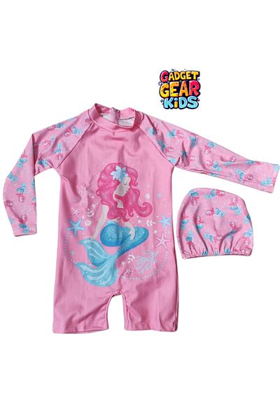 Gadget Gear Girl's Swimsuit with Uv Protection Bonnet Set