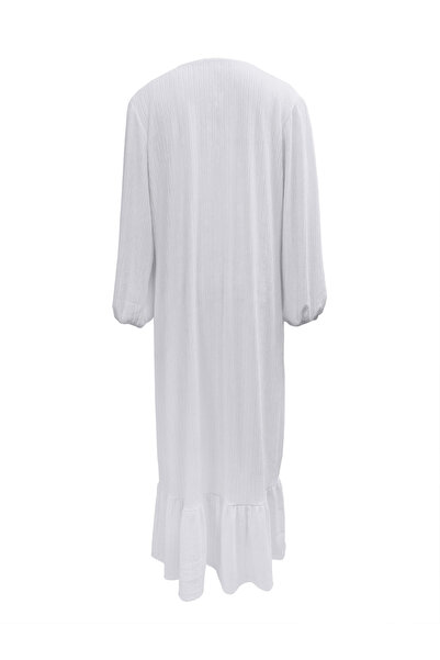 Take Two By Styli Women Black Textured Cuffed Sleeves Jalabiya