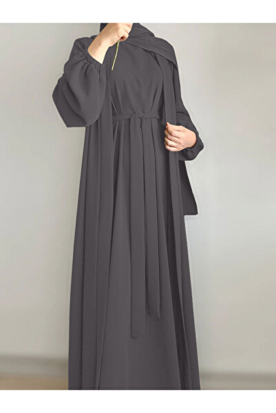 Take Two By Styli Women Solid Long Sleeve Front Open Abaya with Inner Dress