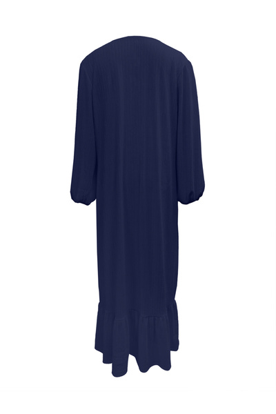 Take Two By Styli Women Navy Blue Textured Cuffed Sleeves Jalabiya