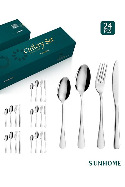 Sunhome 24-Piece Stainless Steel Cutlery Set Silver