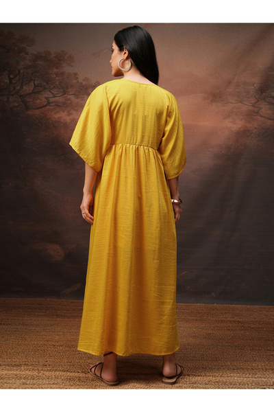 Vishudh By Styli Women Embroidered V Neck A-Line Maxi Dress