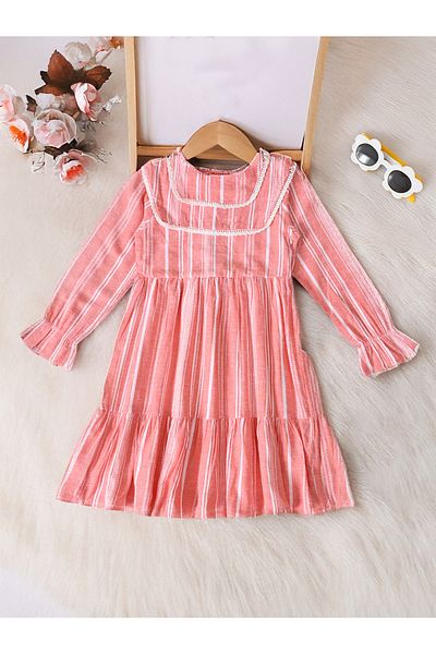Bella Moda By Styli Striped Tiered Knee-Length Dress