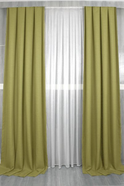 MebelPort Curtain Linen Foundation Rustic and Cornice Suitable Straight Planting