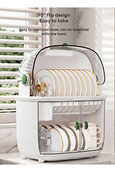 sharpdo Home Kitchen Utensil Drain Storage Box with Drain Rack 37.8*28.3*44.3CM