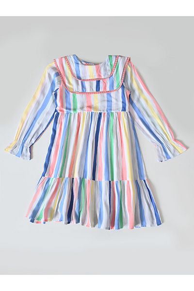 Bella Moda By Styli Striped Tiered Knee-Length Dress