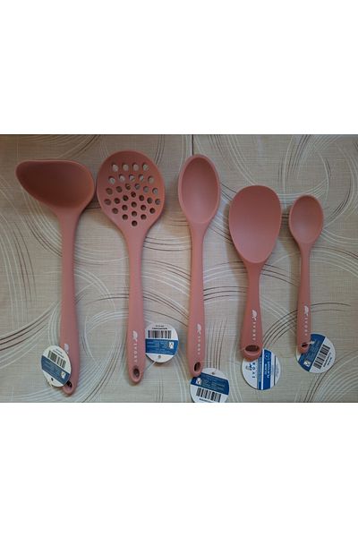 EMPA A V M Ivory Fireproof Non-Stick 5-Piece Spoon Ladle Colander Set