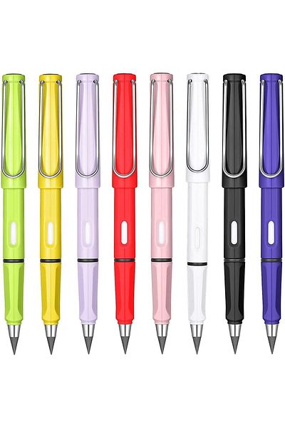 PHINDBOOKS Reusable Inkless Metal Pencils Set, 12 Colours, with Built-in Eraser