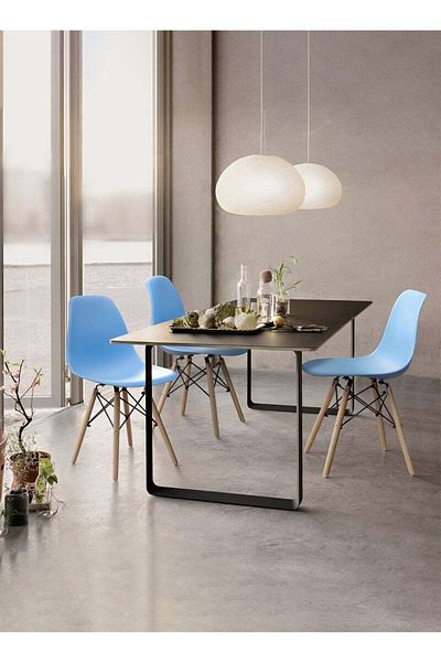Taimi Pack of 2 Modern Style Plastic Dining Chair Mid Century Modern DSW Chair, Shell Lounge ,Light Blue