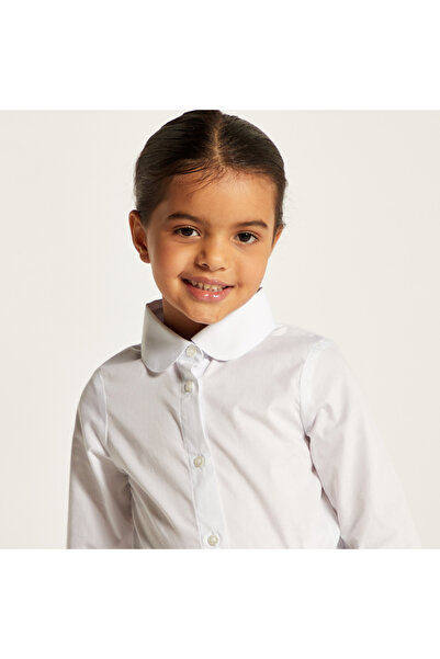 Juniors Solid Shirt With 3/4 Sleeves And Button Closure