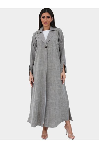 Elena by DStyle Notch Label Collar Double Cuff A-Line Abaya