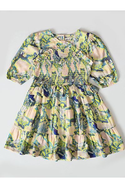 Bella Moda By Styli Floral Print Puff Sleeve Knee-Length Dress