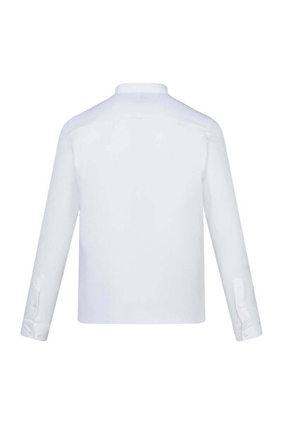 Hatemoğlu Beyaz Comfort Fit 100% Pamuk Düğmeli Yaka Uzun Kollu Casual Gömlek