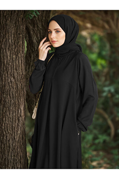 Take Two By Styli Women Solid Cuffed Sleeves Jalabiya with Zip Front