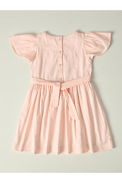 Bella Moda By Styli Embroidered Ruffled Sleeve Knee-Length Dress