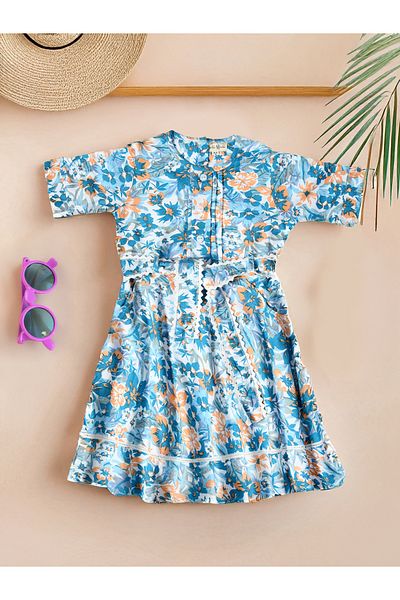 Bella Moda By Styli All-Over Print Short Sleeve Cotton Dress