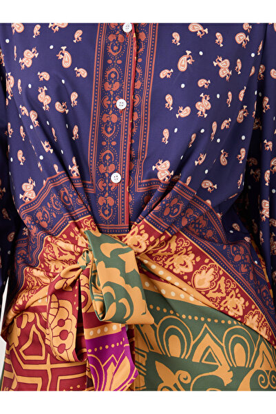 Keenly By Styli All-Over Print Buttoned Front Midi Dress