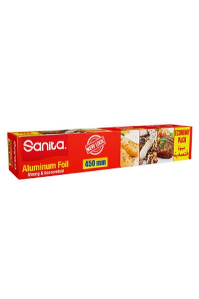 Sanita رقائق ألومنيوم فضية قوية واقتصادية 450 مم × 85 م