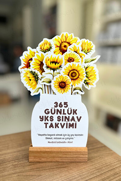 Eldesen Tasarım Yks Geri Sayım Takvimi, 365 Gün, 15 Yapraklı Arkalı Önlü, Mevlana Sözleri, Notlar, Kayın Ağacı Kaide