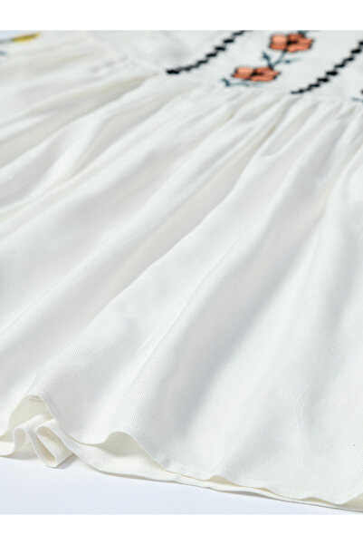 Bella Moda By Styli Floral Embroidered Round Neck Knee-Length Dress