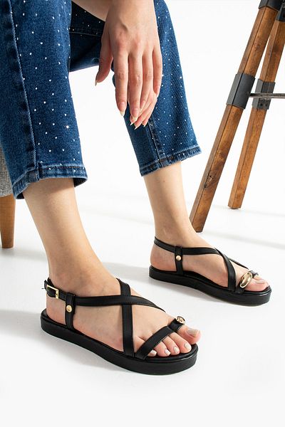STOCON Maria Women's Gold Ring Detailed Daily Sandals Summer Sandals Stc1119